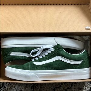 Vans Men's Forest Green and White Sneakers